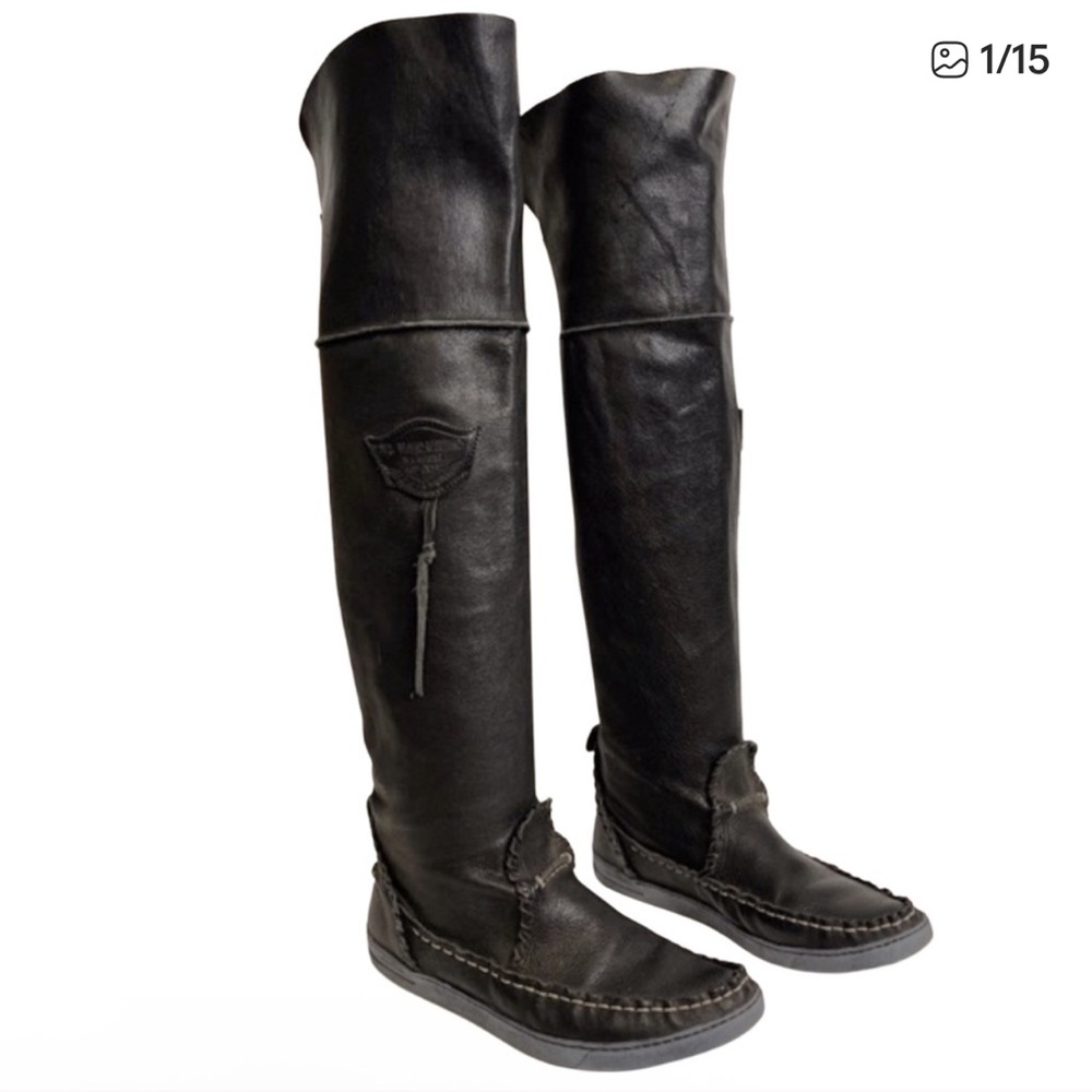 Elegant Black Leather Over the Knee Boots